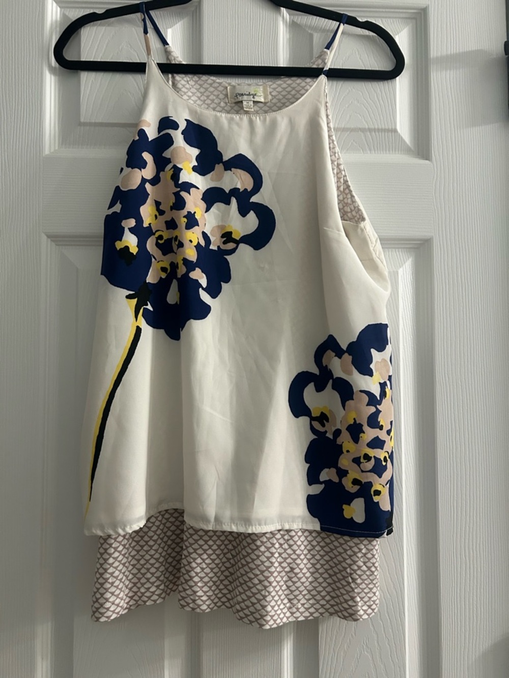 Anthropologie Porridge Sleeveless Tank Blouse Sz M Layered Split Back Floral